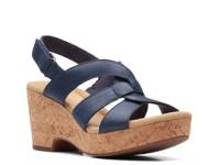 Giselle Beach Wedge Sandal Navy Leather view