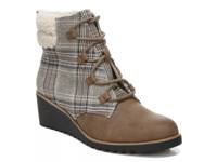 Zone Wedge Bootie Brown Plaid view