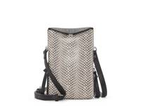 Zenon Leather Phone Crossbody Bag Black/Off White Snake Print view