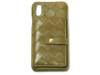 Woven Leather iPhone XS Wallet Case Olive Green view