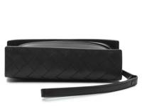 Woven Leather Wristlet Black view