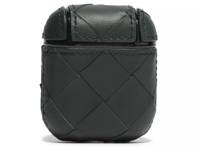 Woven Leather Airpods Case Dark Green view