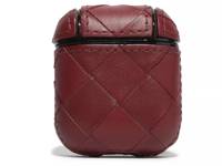 Woven Leather Airpods Case Burgundy view