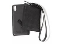 Woven Leather iPhone X Case & Wristlet Black view