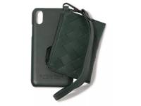 Woven Leather iPhone X Case & Wristlet Dark Green view