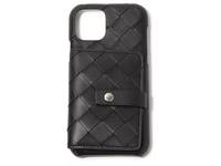 Woven Leather iPhone 11 Wallet Case Black view