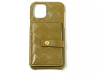 Woven Leather iPhone 11 Wallet Case Mud Brown view