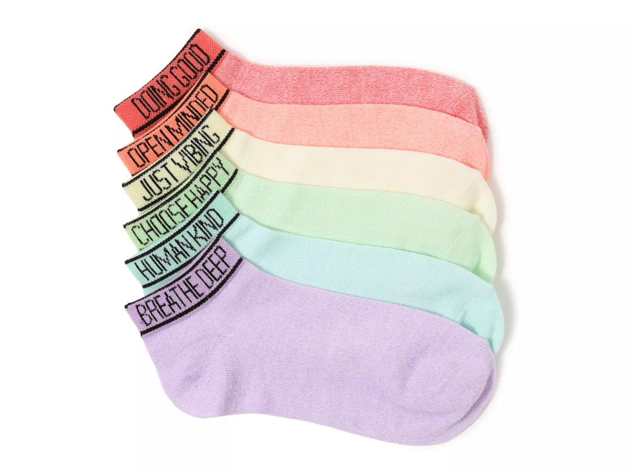 Rainbow Mantra Women's No Show Socks - 6 Pack