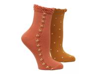 Knit Dot Women's Ankle Socks - 2 Pack Orange/Rust view