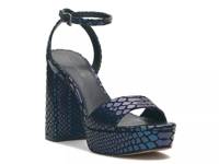 Pendry Sandal Navy Croc Print Leather Covered Heel view