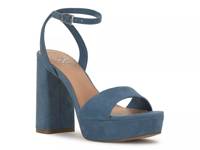 Pendry Sandal Blue Suede Covered Heel view