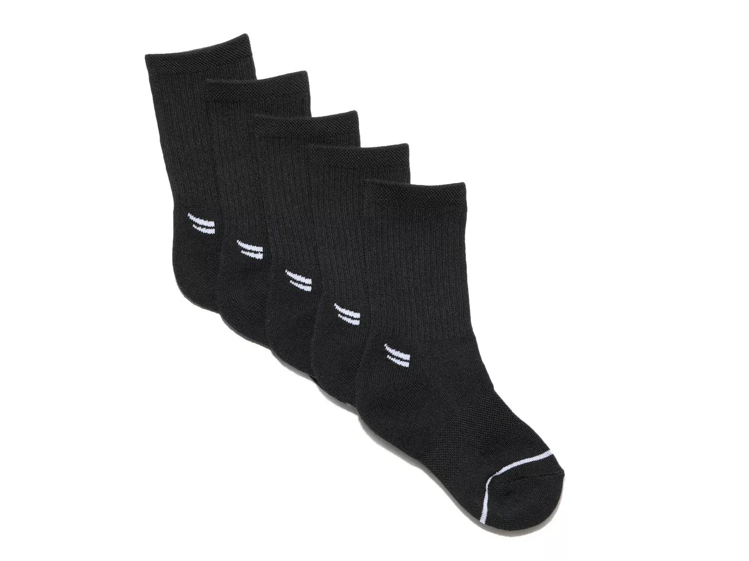 Black 5-Pair Kids' Crew Socks