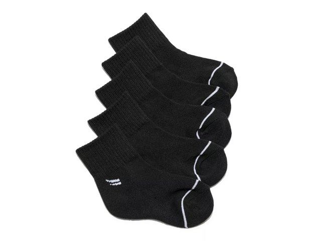 Black 5-Pair Kids' Quarter Socks