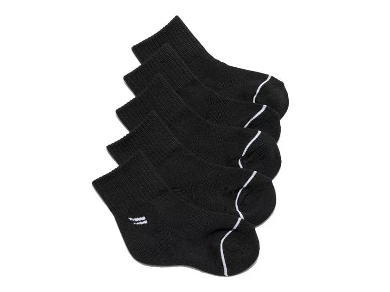Black 5-Pair Kids' Quarter Socks