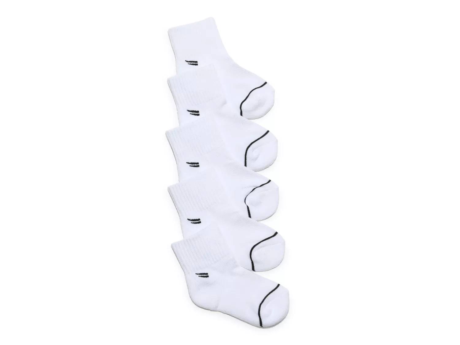 White 5-Pair Kids' Quarter Socks