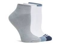 Powder Cush Women's Quarter Ankle Socks - 3 Pack White/Blue view