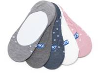 Extra Low Cut Women's No Show Liners - 5 Pack Grey/Pink/Navy Polka Dot Print view