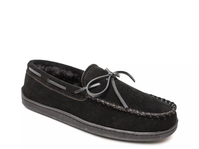 Pile Lined Hardsole Moccasin Slipper - Men's