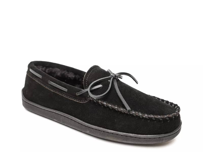 Pile Lined Hardsole Moccasin Slipper - Men's