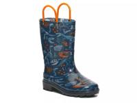 Fossilized Light-Up Rain Boot - Kids' Navy Dinosaur view