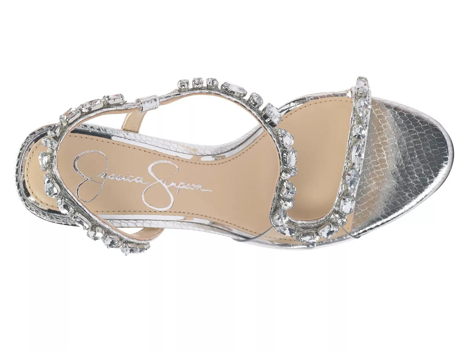 jaycin rhinestone asymmetrical metallic dress sandals Jessica Simpson Sandal - Free Shipping Dual tone rhinestones on