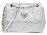 Rhinestone Heart Crossbody Bag Silver Metallic view