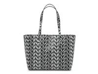 Repeating Logo Leather Tote Bag Black view