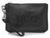 Logo Stitched Leather Wristlet Black view