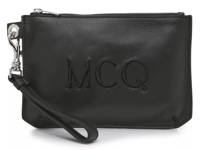 Logo Stitched Leather Wristlet Black view