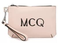 Logo Stitched Leather Wristlet Light Pink view