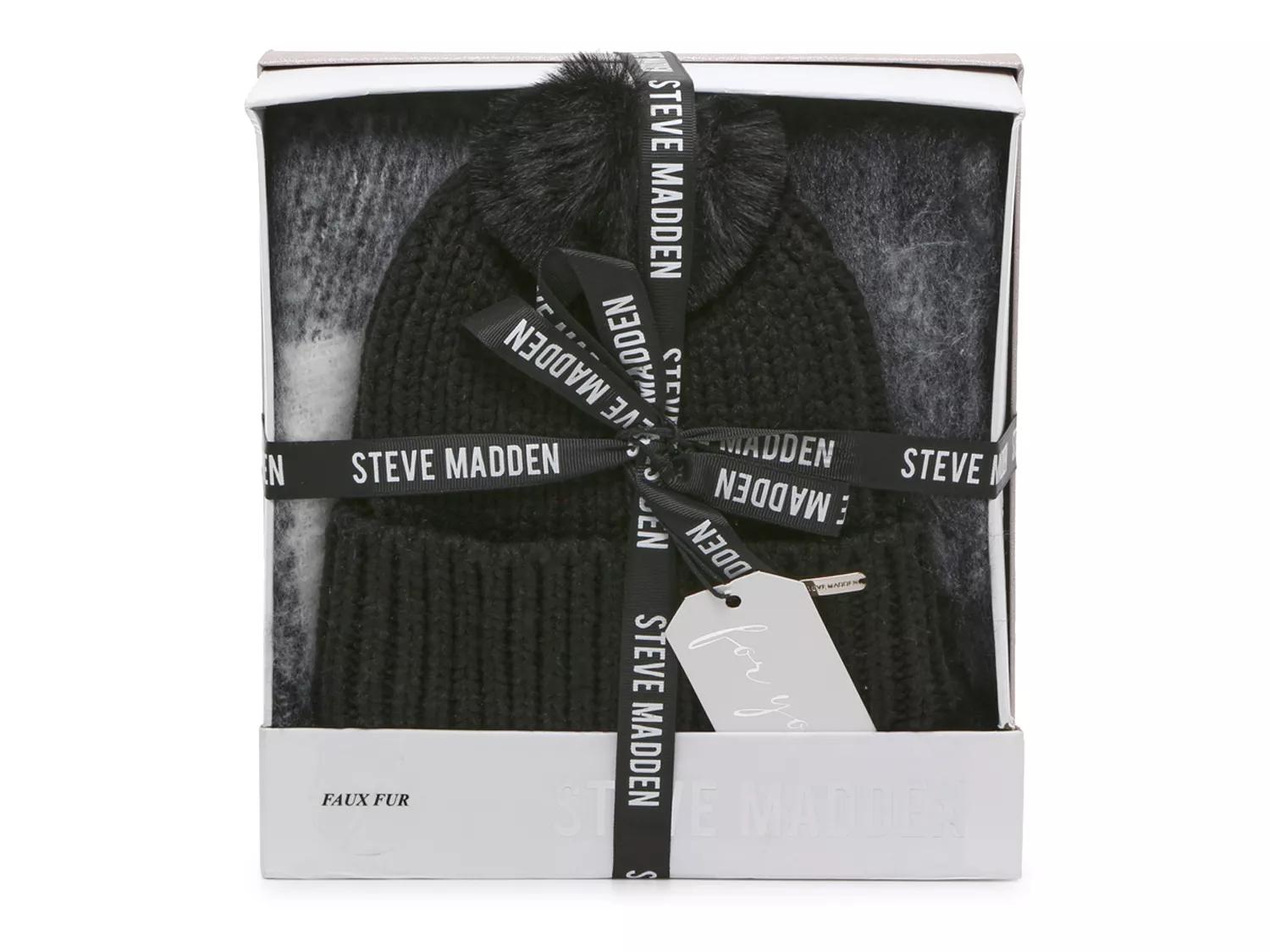 Steve Madden Faux Fur Black Hat Plaid Scarf Gift Set NWT Steve Madden Faux Fur Black Hat Plaid Scarf Gift Set... | Depop main image 4