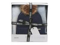 Fringe Scarf & Beanie Set White/Blue view