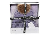 Fringe Scarf & Beanie Set White/Purple view