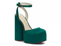 Skilla Platform Pump Green Fabric view