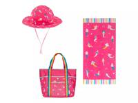 Mermaid Kids' Beach Towel, Tote, & Sun Hat Set Pink view