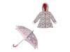 Flower Kids' Raincoat & Umbrella Set Grey/Pink Floral Print view