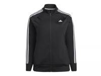 Essentials Warm-Up Tricot 3-Stripes Women's Plus Size Track Top Black view