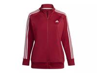 Essentials Warm-Up Tricot 3-Stripes Women's Plus Size Track Top Dark Red view