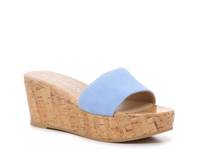 Summer Platform Wedge Slide Sandal Blue view