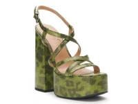 Salih Platform Sandal Green Leopard Print view