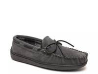 Plaid Fleece Lined Hardsole Moccasin Slipper Grey view