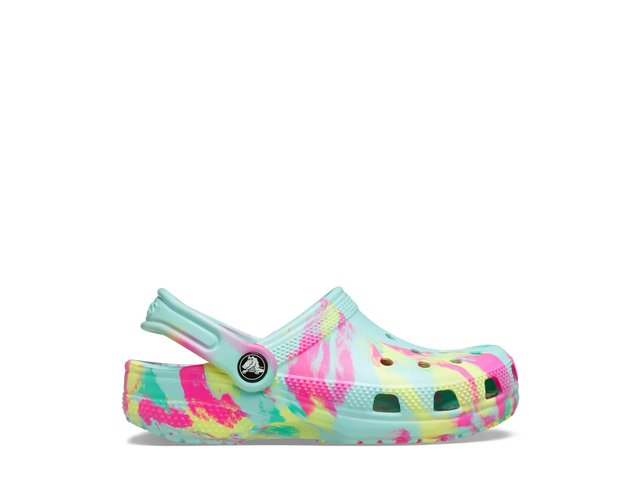 - Pink blue and yellow low splattered crocs size 12 Crocs Classic Clog Grade School Sandals Yellow Pink Multi  main image 4