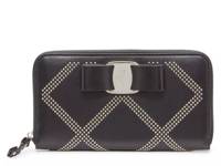 Studded Bow Leather Wallet Black/Silvertone view