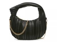 Pleated Knotted Hobo Bag Black view