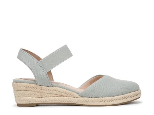Featuring a blue sandal.