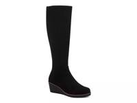 Binocular Wedge Boot Black Faux Suede view