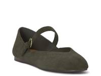 Albajane Mary Jane Flat Dark Olive Green Suede view
