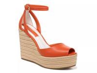 Paige Espadrille Wedge Sandal Orange Leather view