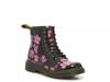 Pansey Fayre Combat Boot - Kids' Black/Pink Floral Print view