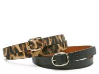 Classic Thin Women's Belts - 2 Pack Black/Leopard Print view